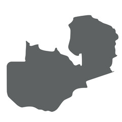 Zambia - smooth grey silhouette map of country area. Simple flat vector illustration.