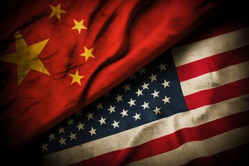 Fahne China und USA - Amerika Freiheit - Generative AI