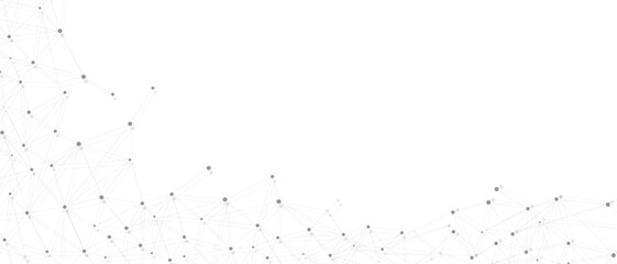 Grey network. Abstract connection on white background. Network technology background with dots and lines for desktop. Ai system background. Abstract concept. Line background, network technology