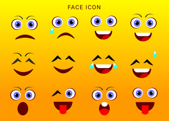 set of smileys with faces, Face emoji icon set