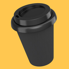 Paper coffee cup for cappuccino, americano, espresso, mocha, latte on yellow
