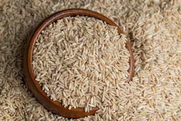 Unprocessed healthy dark rice, close up