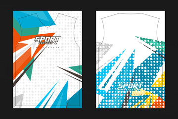 Sports jersey uniform design template with geometric colorful on white background