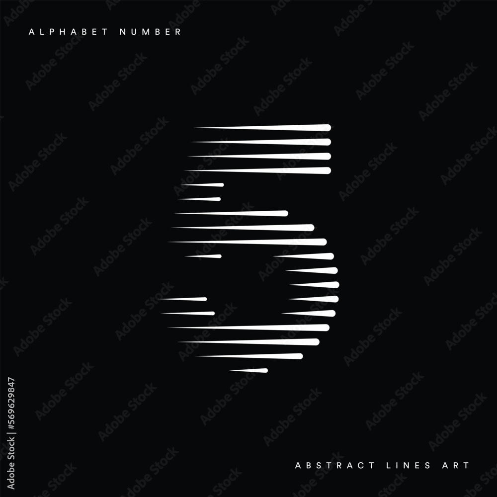 Poster number 5 logo with speed line pattern