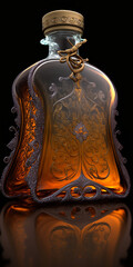 Filigree Bottle Amber Liquid, AI Generative