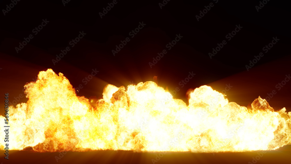 Poster 3d rendering of impressive explosions isolated on black background