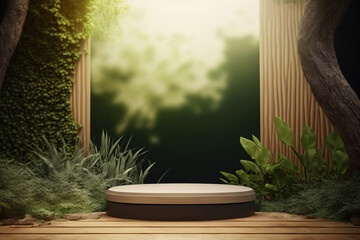 Obraz premium podium in the nature.Generative Ai