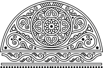 Indian Traditional and Cultural Rangoli, Alpona, Kolam, or Paisley vector line art. Bengal art India. centuries-old Bengali art tradition of the Bengal region, for textile printing, logo, wallpaper