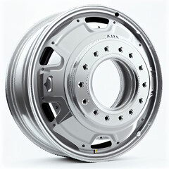 Obraz premium Close-up shot, big bus wheels, strong steel, bolts, green surface, military vehicle.