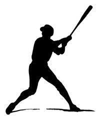 Silhouette of Baseball Batsman Hitting Ball, originating image from Generative AI technology
