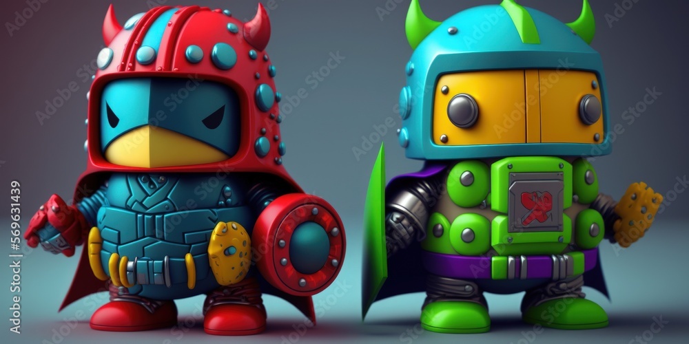 Poster toy or robot toys with concept on the background new. generative ai