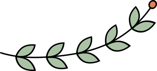 Outline flower with leaves clip art