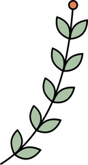 Outline flower with leaves clip art