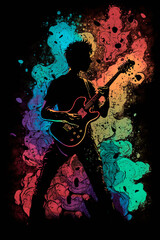 Obraz na płótnie Canvas Rock festival or concert design template with guitar. Could be used for flyer, leaflet, brochure, advertising, poster, banner. Generative AI
