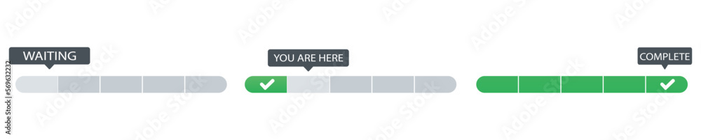 Poster set of loading bars in green color vector graphics eps10