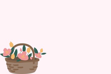 Spring background with illustration, lot of space to place the content