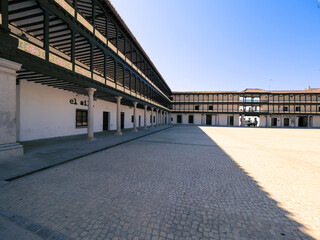 Plaza de Tembleque in the province of Toledo of the autonomous community of Castilla la Mancha in Spain without people.