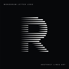 Letter R Logo with Abstract Line Pattern