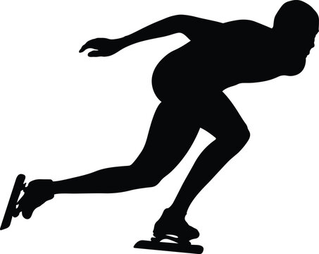 man athlete speed skater black silhouette