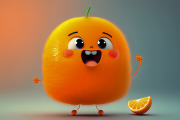 Generative AI illustration of conceptual art cute orange 