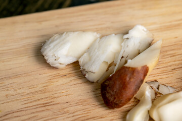 High-quality Brazil nuts peeled from the shell on the table