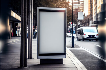 Blank white road billboard Street advertising poster, mock up, 3D rendering. The concept of marketing communication to promote or sell idea.