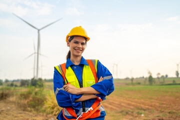 Portrait of young female engineers of Wind Turbine. 