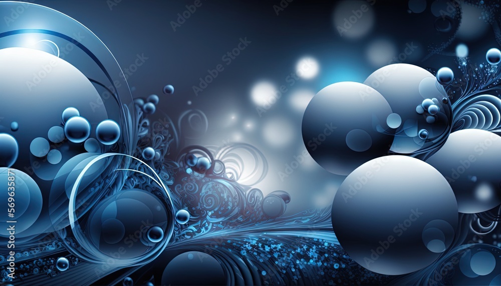 Aufkleber a blue abstract background with bubbles and bubbles on it's sides and a black background with bubble