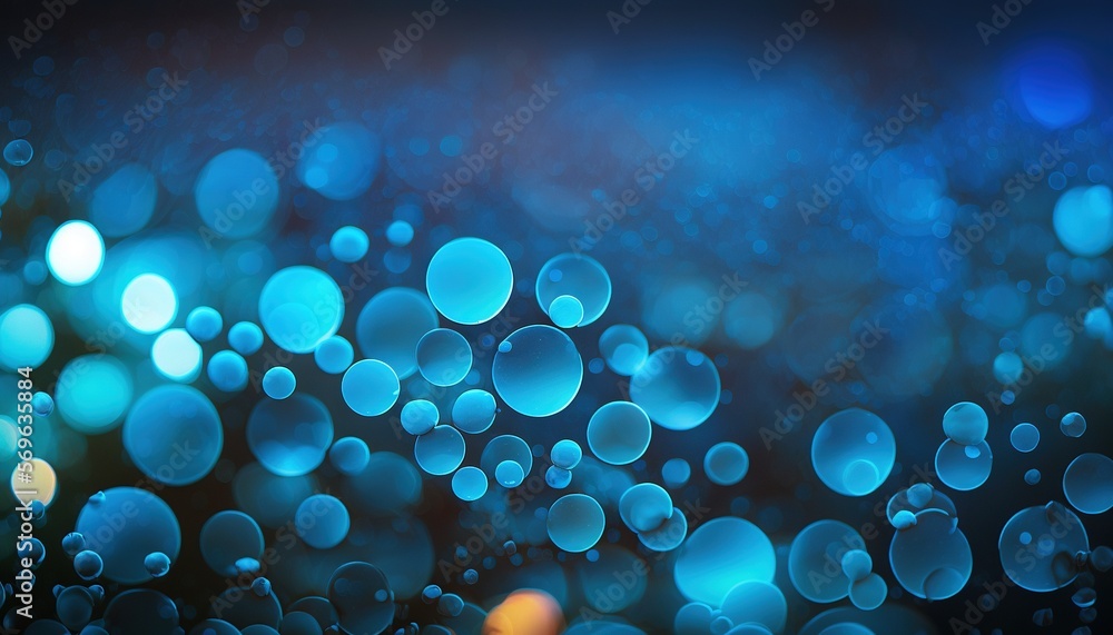 Poster a blurry photo of a blue background with bubbles of water on the bottom of the image and the bottom 