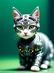 Un Gatito Cyborg Adorable: Lindo y Futurista, IA Generativa