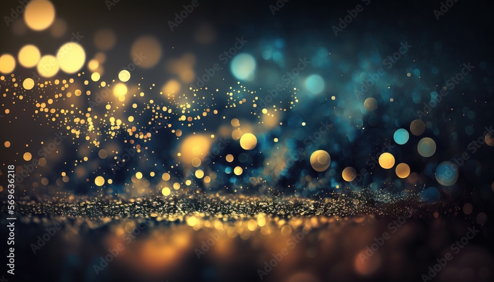 Aufkleber a blurry image of a blue and yellow background with boke of lights in the middle of the image and a 