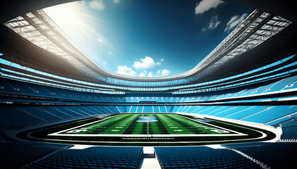Fototapeta na wymiar amazing american football stadium under the bright sunny sky
