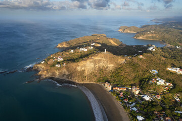 Nicaragua coastline on golden color sunrise