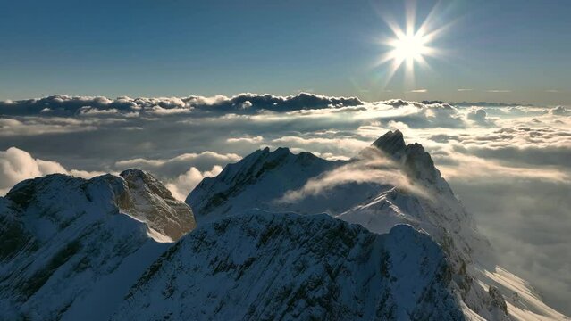 Aerial View of the Mountain Seantis in the Swiss Alps, Switzerland. Santis