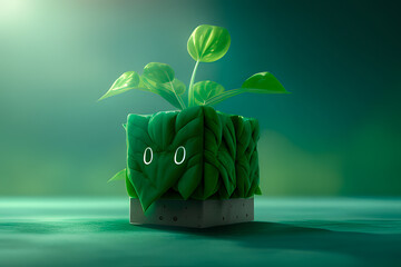 Spinach Adorable and lovable character 3d cute, 3d cartoon character AI Generative,  AI Illustration
