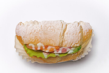 Stuffed croissant on a white background