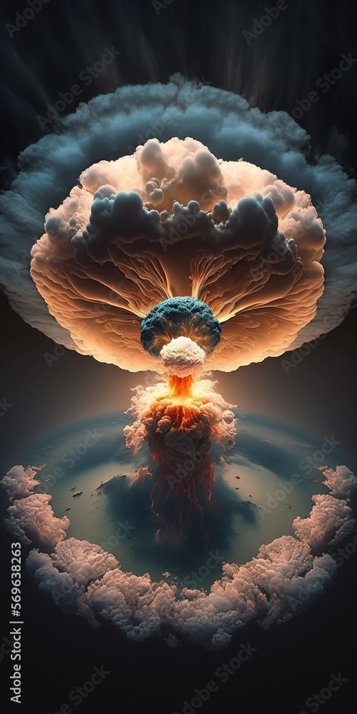 Poster a surreal image of a cloud with a tree in the middle of the image and a sun in the middle of the clo