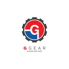 Fototapeta na wymiar Initial Letter G Gear Icon Vector Logo Template Illustration Design