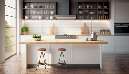 brown minimalist kitchen interior