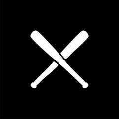 Hand drawn baseball bat on black background