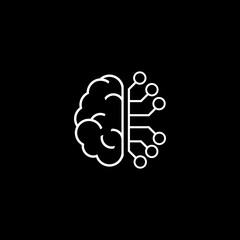  Brain tech icon isolated on black background.