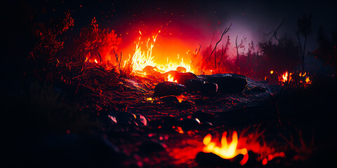 fire at night atmosphere photo