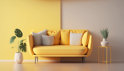 Yellow Sofa Minimalist Interior