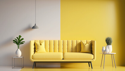 Yellow and White Sofa Minimalist Interior