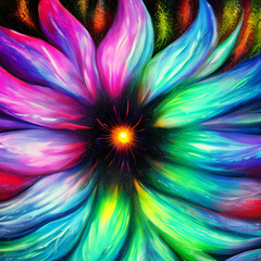 Obraz premium Abstract rainbow flower painting model texture render
