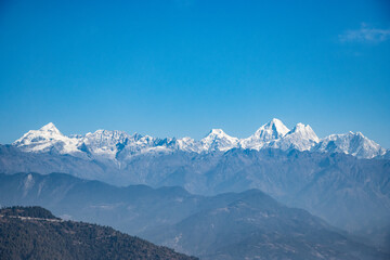 Beautiful HImalayan Mountain Range Ganesh, Langtang, Everest,  HImal seen from Bhotechaur, Nepal