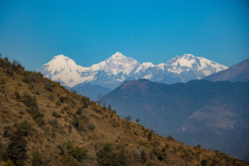 Beautiful HImalayan Mountain Range Ganesh, Langtang, Everest,  HImal seen from Bhotechaur, Nepal