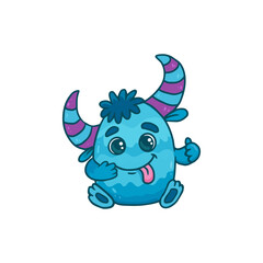 funny blue cartoon monster isolated on white background.Icon monster.Alien.Vector
