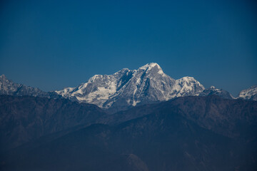 Fototapeta na wymiar Beautiful HImalayan Mountain Range Ganesh, Langtang, Everest, HImal seen from Bhotechaur, Nepal