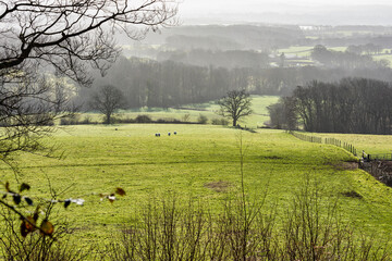 A misty view across Kent from Toys Hill near Sevenoaks, Kent, England